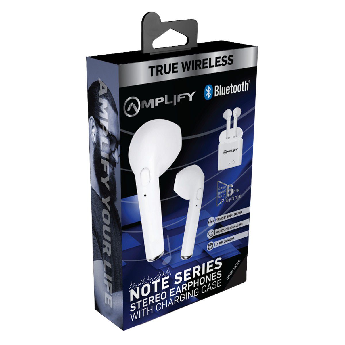 Amplify Note Series TWS Bluetooth Earphones - White