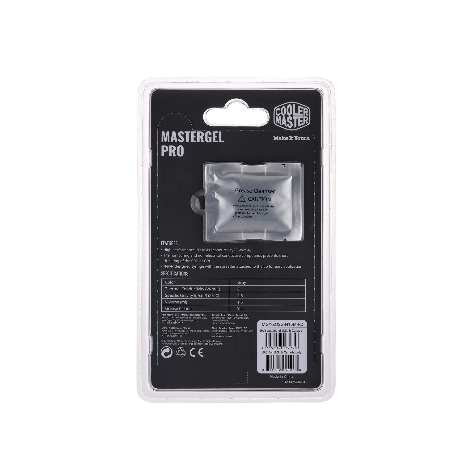 Cooler Master MasterGel Pro; Flat-Nozzle Syringe Design; CPU Thermal Paste.