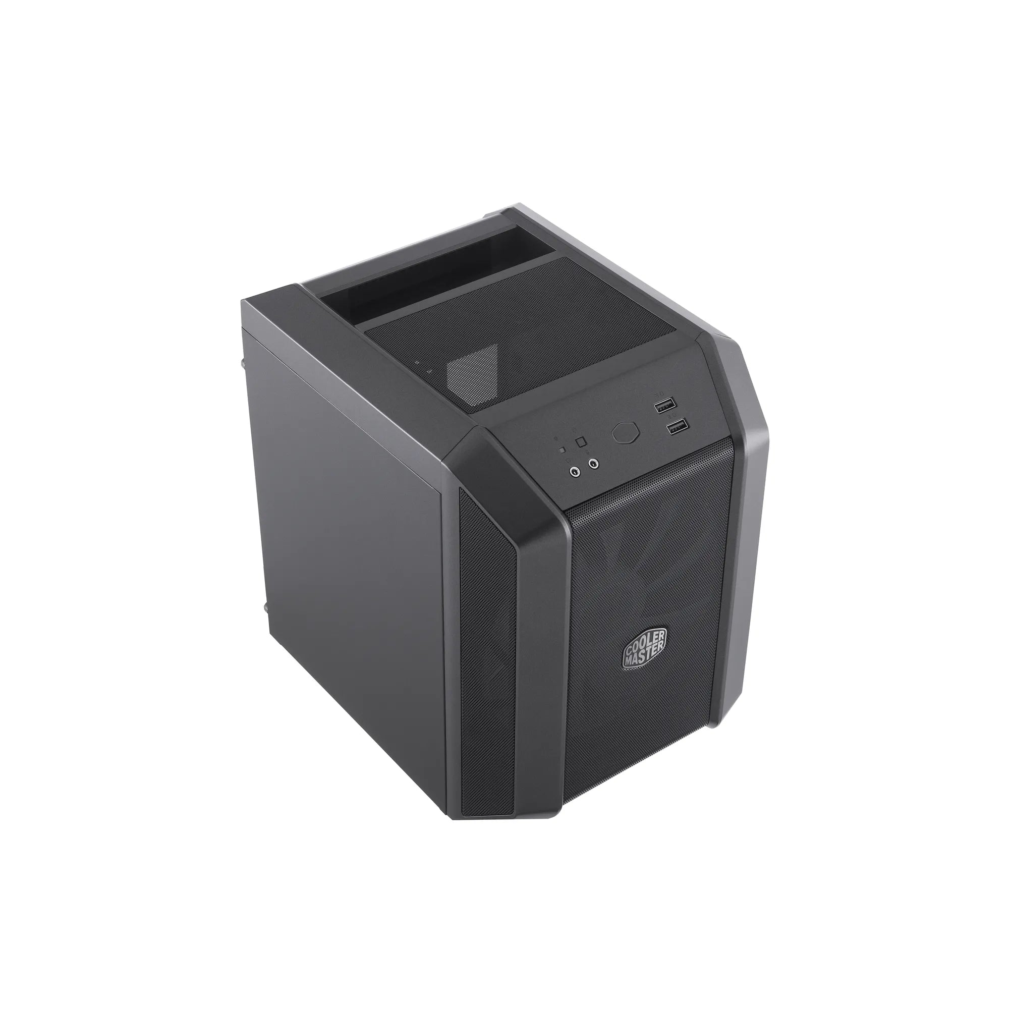 Cooler Master H100 mini ITX; Black; 200mm RGB Fan Installed; Built in Handle; RGB controller.