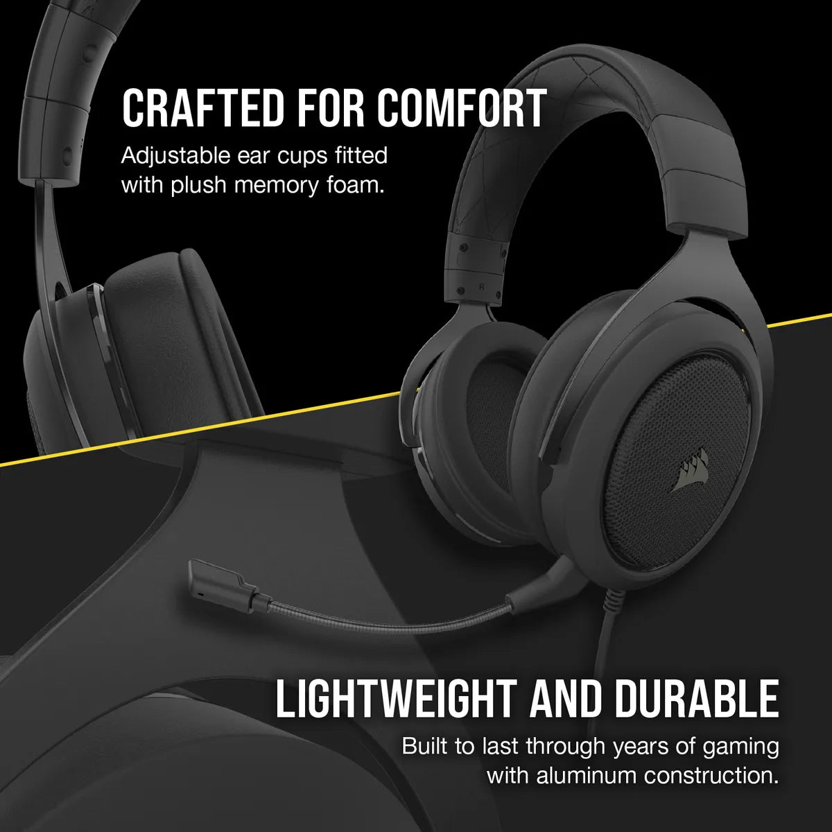 Corsair HS50 PRO Stereo Gaming Headset — Carbon; Console Ready; 3.5 mm Analog