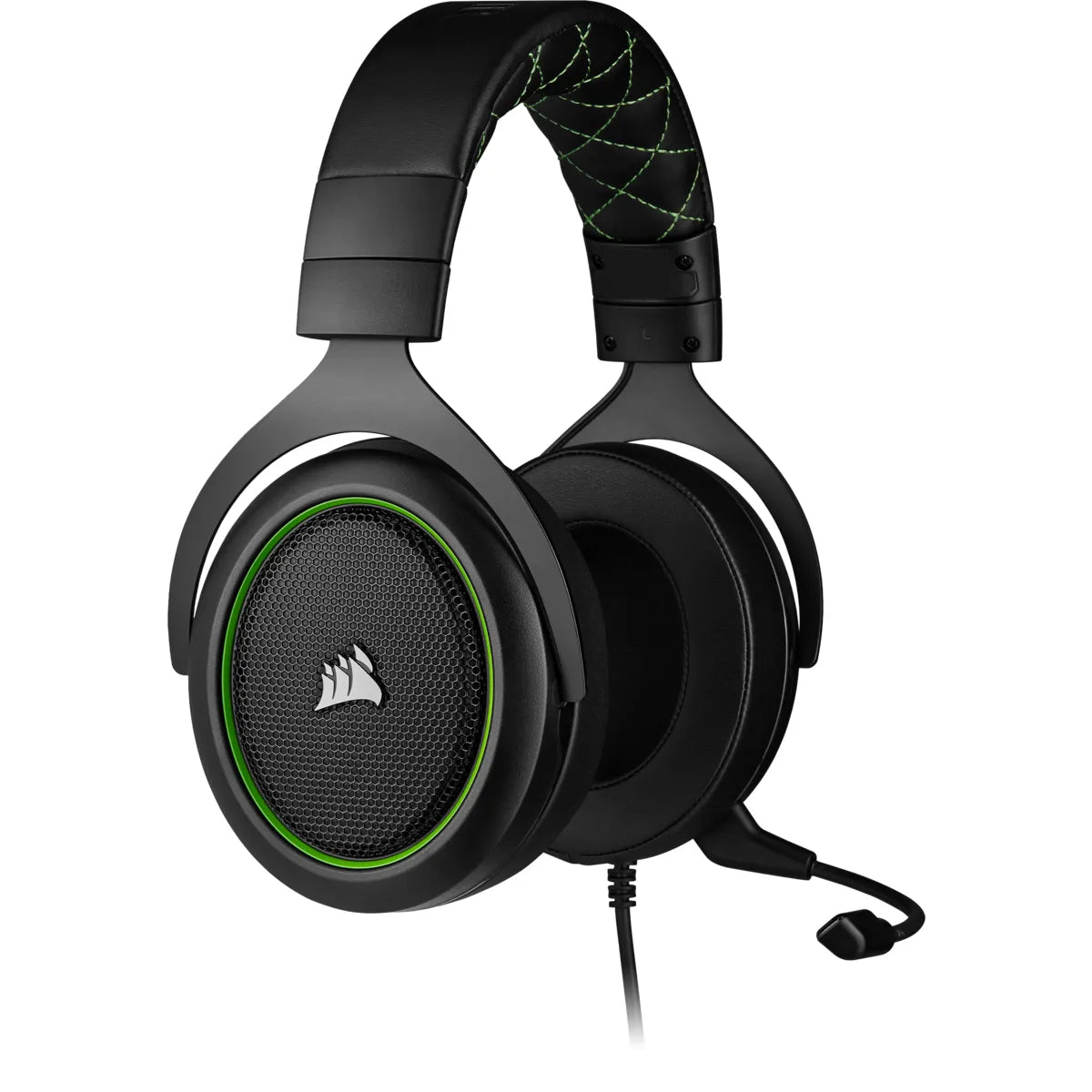 Corsair HS50 PRO Stereo Gaming Headset — Green; Console Ready; 3.5 mm Analog