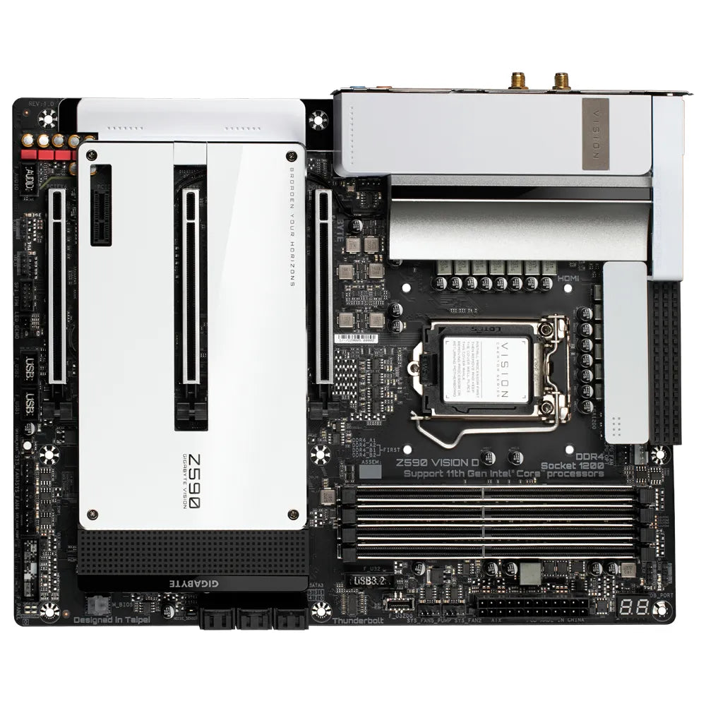 GIGABYTE  Vision D Intel® Z590 Chipset for 10/11th Gen LGA 1200; 4x DDR4; 3x M2 (1x Gen4); 2x USB-C; HDMI; ATX - TecAfrica Solutions