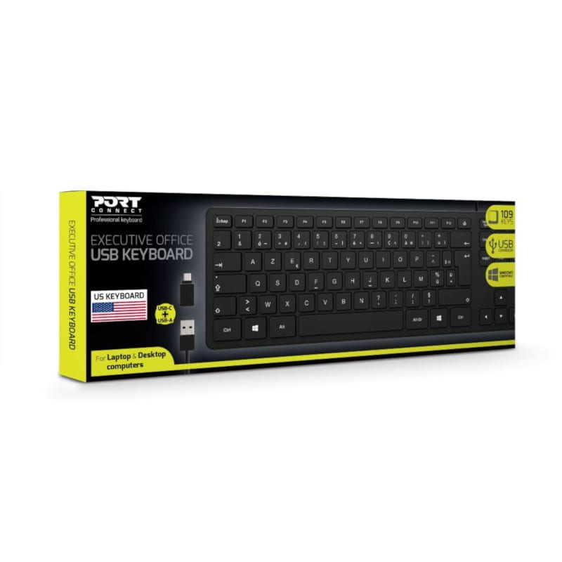 Port Office Executive Low Profile 105key Wired Keyboard - Black - TecAfrica Solutions