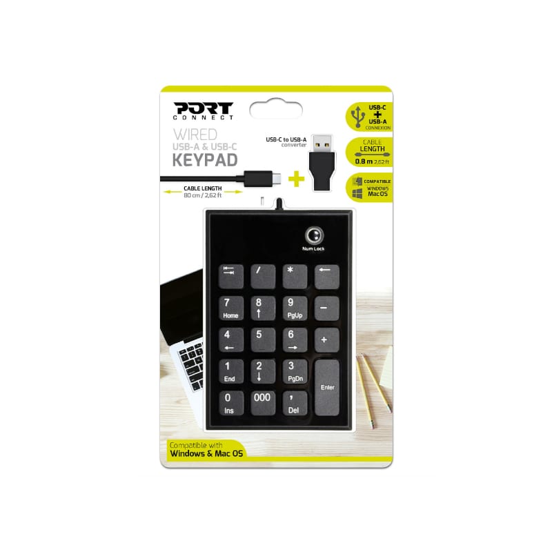Port Wired Keypad Numpad with USB|Type-C Connector - TecAfrica Solutions