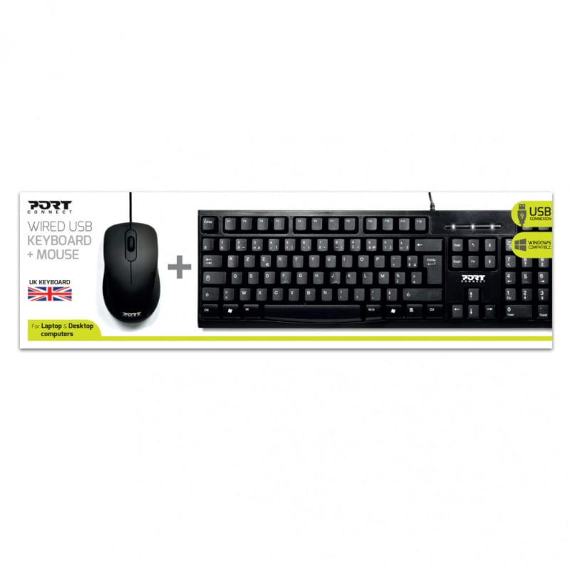 Port Wired Keyboard and Mouse Combo