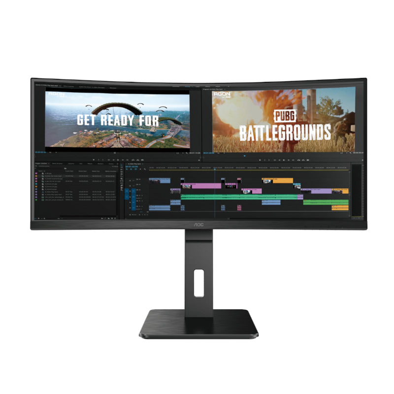 AOC Monitor 34” Curved IPS (3440x1440),100hz, DP, HDMI, VESA,4 year carry in warranty.