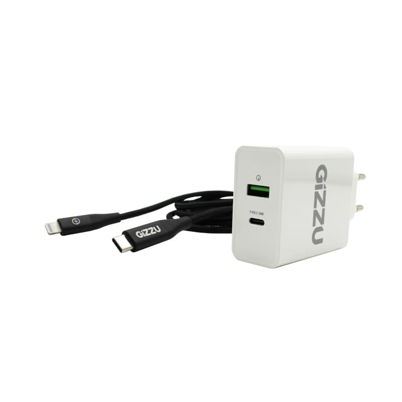Gizzu Charger 2 Port 36W with Lightning 1.2m Cable
