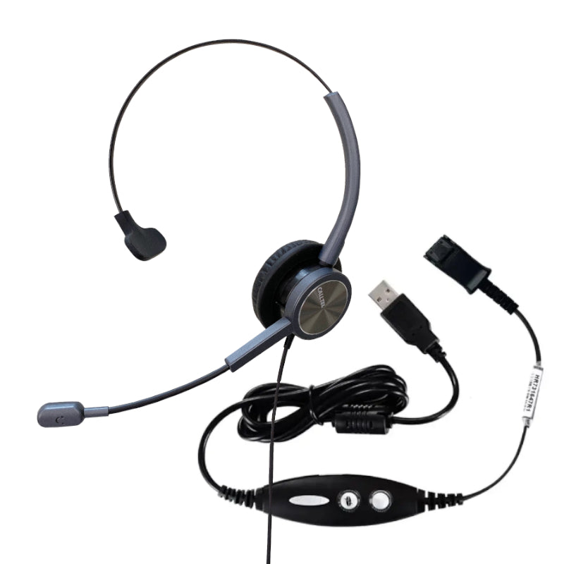 Calltel HW528N Mono-Ear Headset - Noise-Cancelling Mic - USB Quick Disconnect Cable
