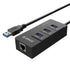 ORICO 3 Port USB3.0 Hub With Gigabit Ethernet Adapter - Black - TecAfrica Solutions