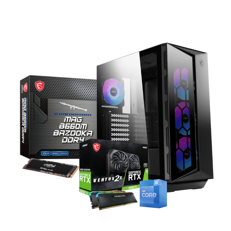 PCBuilder Intel i5 12400 SLIPSTREAM Windows 11 MSI Gaming PC