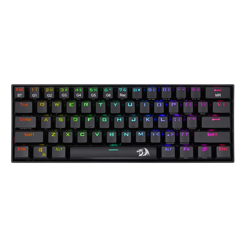 REDRAGON DRACONIC Mechanical 61 Key|Bluetooth 5.0|RGB 9 Colour Modes|Rechargable Battery|Type-C Charging Cable Gaming Keyboard – Black