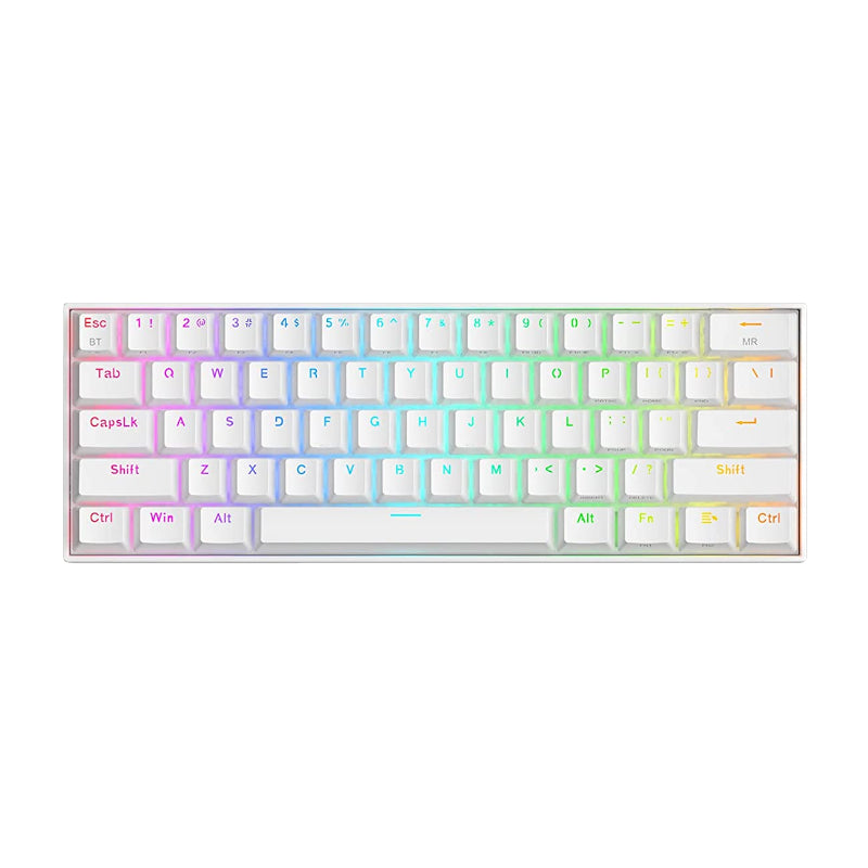 REDRAGON DRACONIC Mechanical 61 Key|Bluetooth 5.0|RGB 9 Colour Modes|Rechargable Battery|Type-C Charging Cable Gaming Keyboard – White