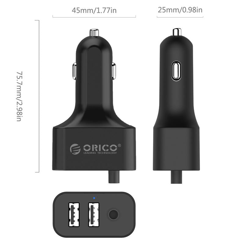 ORICO 5 PORT 52W QC3.0X1 CAR CHARGER – BLACK - TecAfrica Solutions