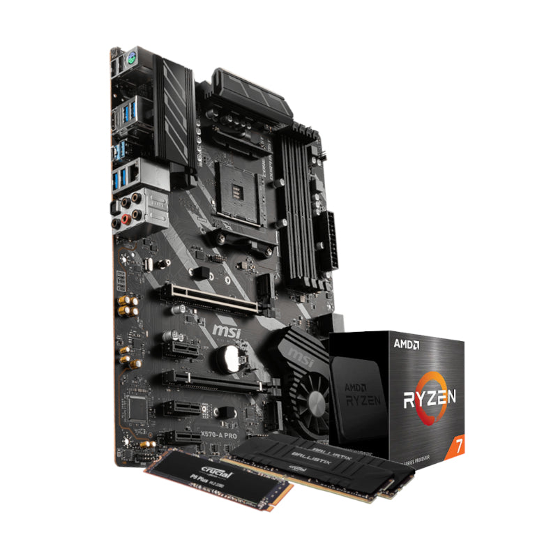 AMD Ryzen 7 5800X FLASH Upgrade Kit (MSI X570 | Crucial Ballistix 16GB Ram | Crucial P5 Plus 1TB Gen4 NVMe SSD) - TecAfrica Solutions