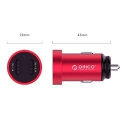 ORICO DUAL PORT MINI USB CAR CHARGER – RED - TecAfrica Solutions