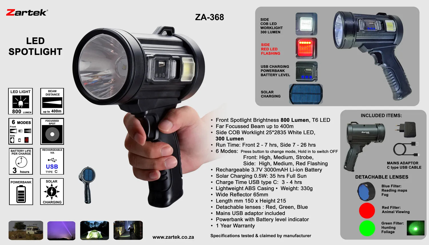 Zartek ZA-368 800 Lumens Spotlight