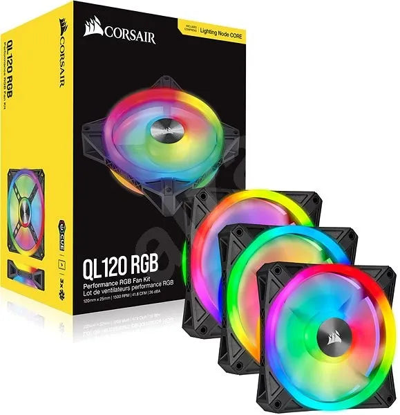 iCUE QL120 RGB 120mm PWM Triple Fan with Lighting Node CORE