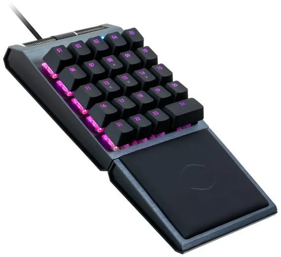 CoolerMaster Control Pad; 24 Cherry Switches; RGB; AimPad technology; Brushed Aluminum; Wrist Rest; Reprogrammable keys