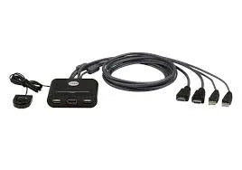 ATEN 2-Port USB 4K HDMI Cable KVM Switch with Remote Port Selector - TecAfrica Solutions