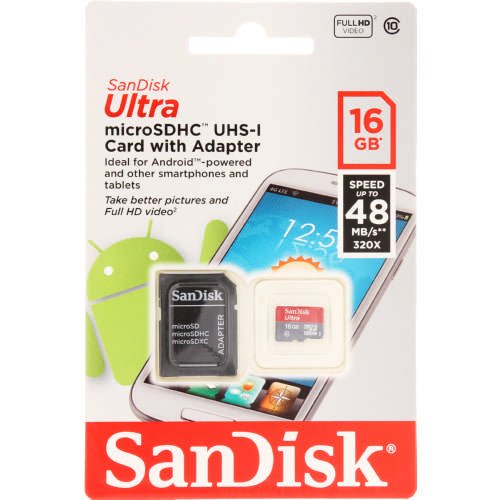 Ultra MicroSDHC Card With Adapter 16GB