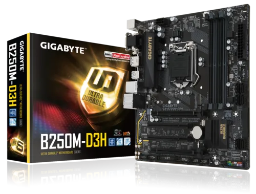 GIGABYTE B250M-D3H SKT1151 M-ATX MOTHERBOARD; INTEL 7TH GENERATION; DDR4.