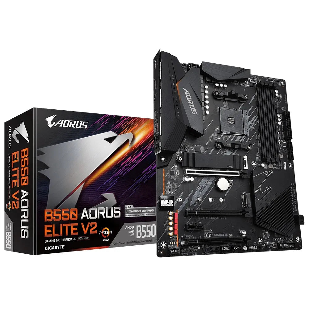 GIGABYTE Aorus AMD B550 Chipset for 3rd Generation AMD Ryzen™ processors; 4x Dual DDR4; 2x M2; HDMI; DP; ATX