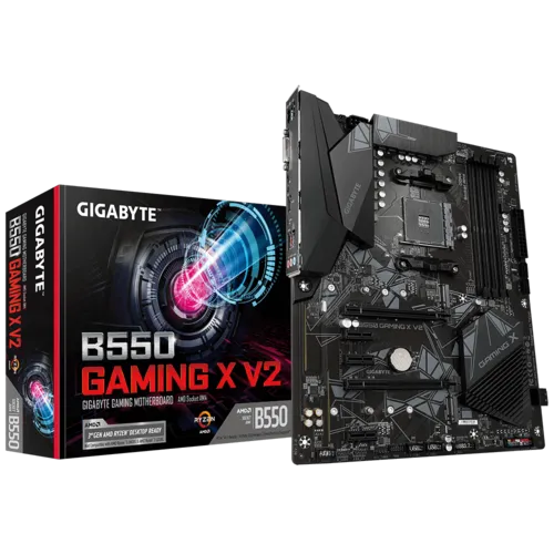GIGABYTE AMD B550 Gaming X Chipset for 3rd Generation AMD Ryzen™ processors; 4x Dual DDR4; 2x M2; DVI-D; HDMI.