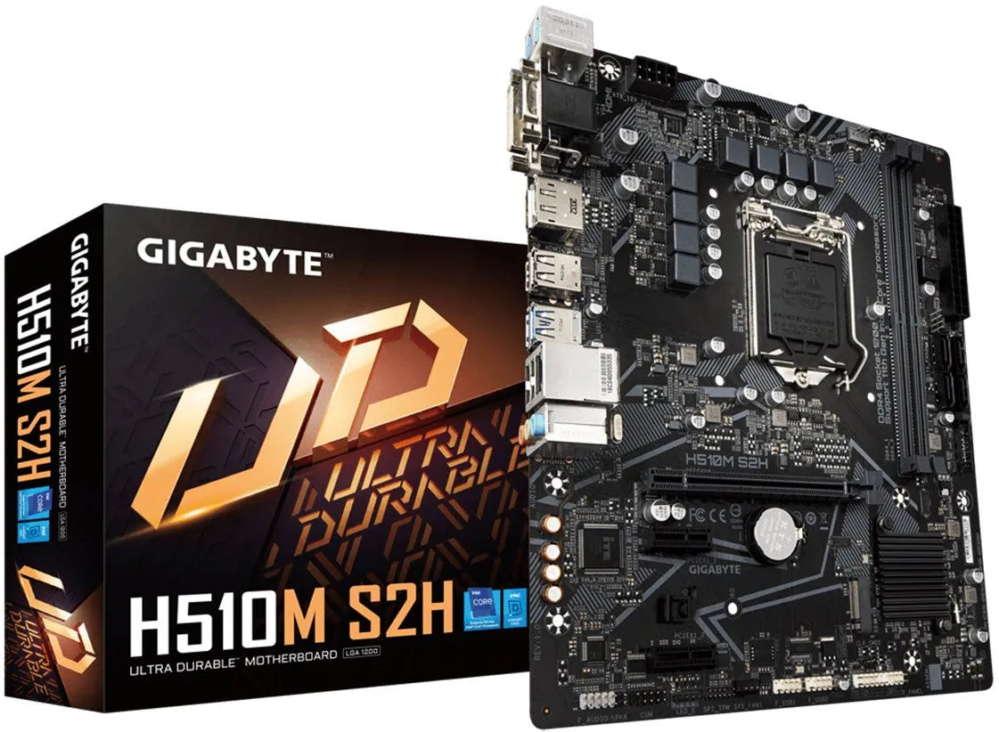 GIGABYTE Intel® H510 Chipset for 10/11th Gen LGA 1200 (4MB Cache +); 2x DDR4; 1x M2; D-Sub/DVI-D/HDMI;DP; mATX.