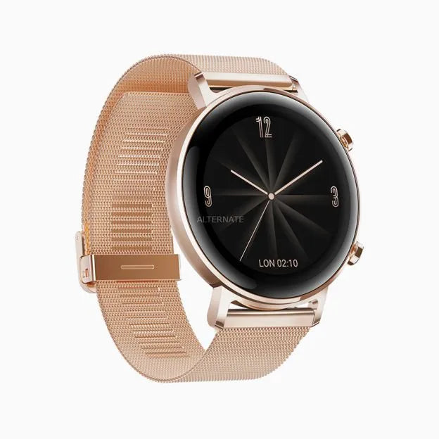 Huawei Watch GT 2 Elegant 42mm Rose Gold Milanese Strap; Stainless Steel. Store up to 500 songs; music
