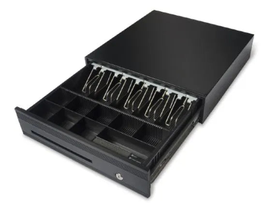 Maken Heavy Duty Cash drawer w/Ball-Bearing; Black; 24V; Epson RJ11 Printer kick; w/Micro-switch; Removable/Adjustable cash tray
